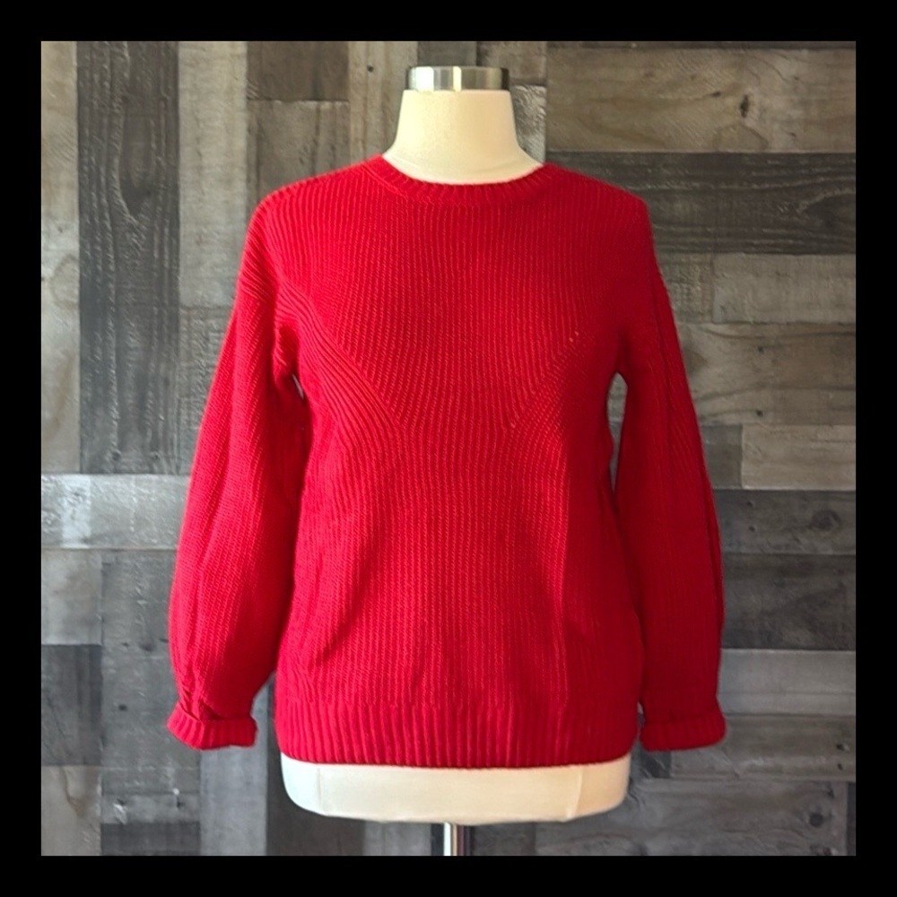 89th and Madison red knit sweater large relaxed fit preppy classiccore academia